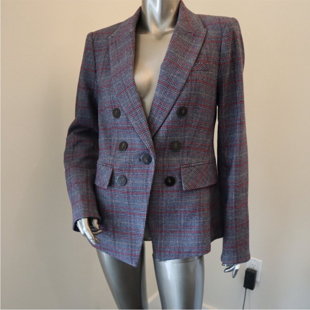 $798 Veronica Beard Lawrence Dickey Blazer Wool Gray Plaid Jacket Size 16 - Picture 3 of 7